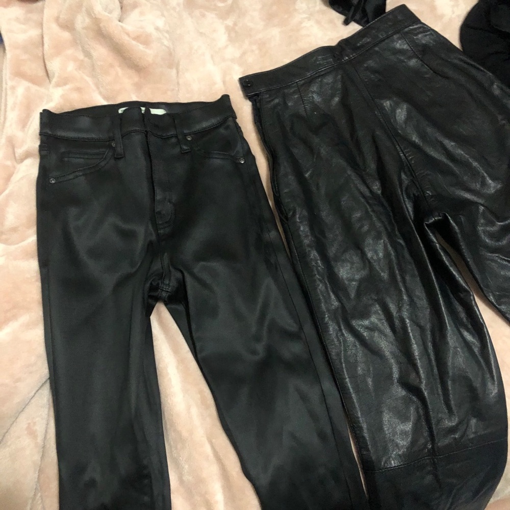 1 faux leather pant & 1 vintage real leather pant